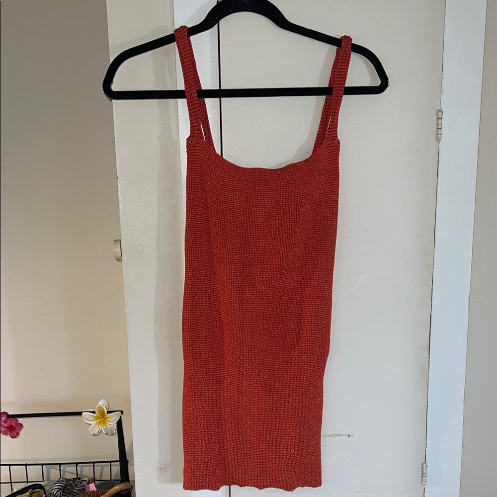 Bond-eye orange Sleeveless Knit Dress